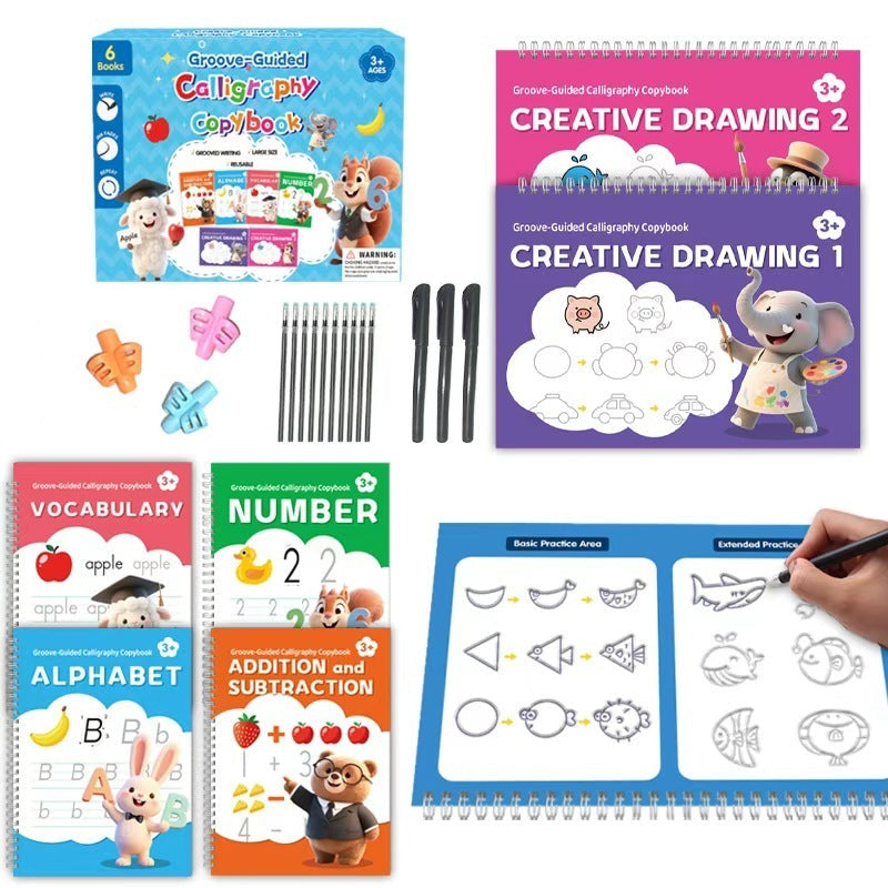 👶💯 Opakovane použiteľný cvičebný zošit Magic Handwriting – Ľahko si vytvorte úhľadný a krásny rukopis; nevyhnutnosť pre každú mamu!