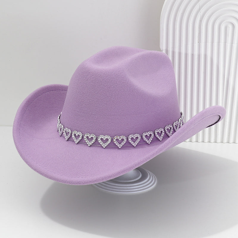 🤠Kovbojský klobúk v západnom štýle s kamienkami a srdiečkami - Ideálny na hudobné festivaly, večierky a fotenie!🎩