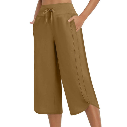 Dámske voľnočasové capri nohavice so širokými nohavicami