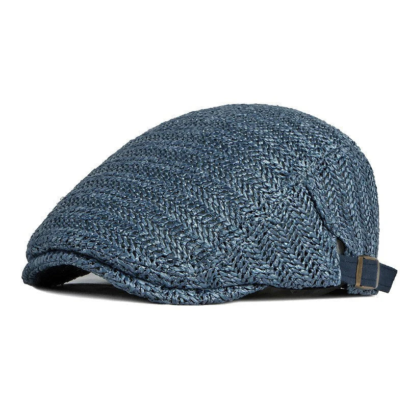 🧢 Pletená plochá čiapka v štýle slameného klobúka