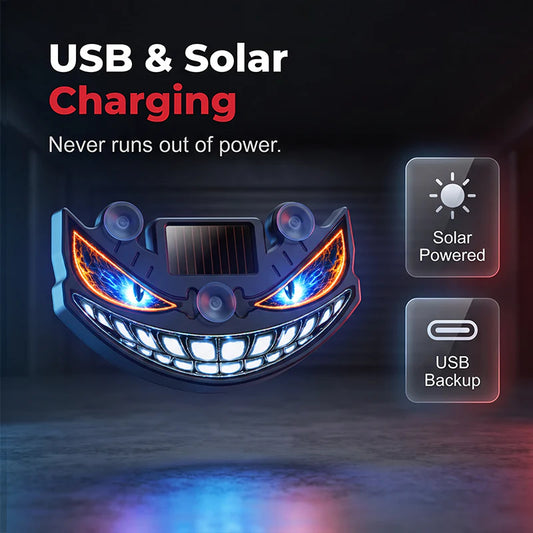 Časovno omejen 50 % popust 🌃 Opozorilna lučka Demon Eye na sončno energijo, občutljiva na vibracije, brezžična ambientalna lučka za avtomobile 👿