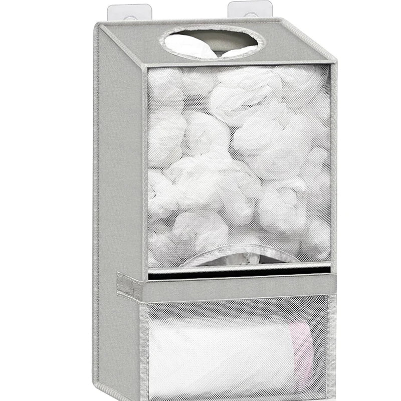 🛍Nástenné úložné vrecko z plastu 2 v 1 | Samostatné úložné vrecko na nákupy a odpadky, veľká kapacita, bez nutnosti vŕtania✨