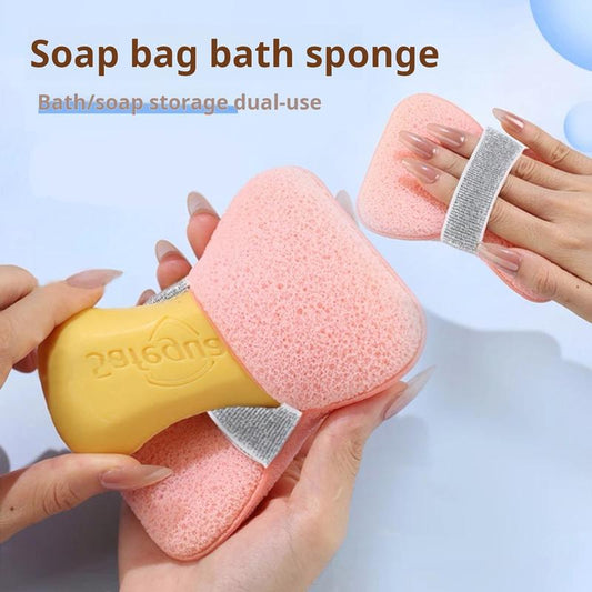 Časovo obmedzená ponuka 🧼 2v1 špongia do kúpeľa na uloženie mydla, vrecko na drhnutie s rýchlou penou a elastickým popruhom s včelieho plástu 🛁✨