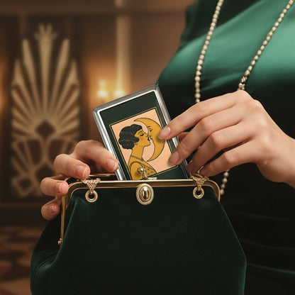 Retro Art‑Deco kovinski etui za kartice, RFID‑zaščita | VEYRA
