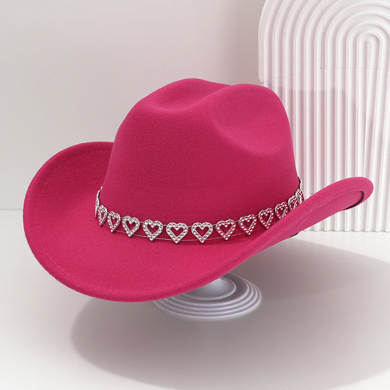 🤠Kovbojský klobúk v západnom štýle s kamienkami a srdiečkami - Ideálny na hudobné festivaly, večierky a fotenie!🎩