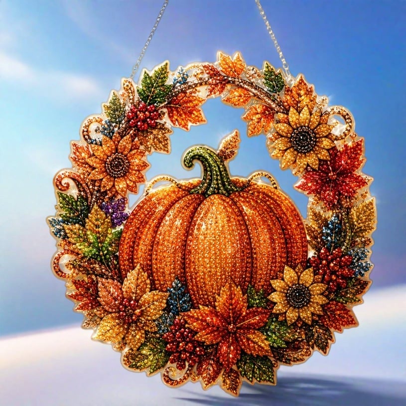 🎃Časovo obmedzená ponuka✨Sada jesenných tekvicových diamantových vencov – kompletná sada náradia na výrobu priesvitných ručne vyrobených ozdôb