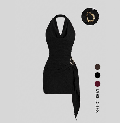 👗Dámske ležérne šaty s výstrihom za krkom, odhaleným chrbtom a priliehavým výstrihom do V✨
