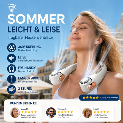 🔄360° otočný tichý ventilátor na krk｜Prenosná klimatizácia bez použitia rúk✨