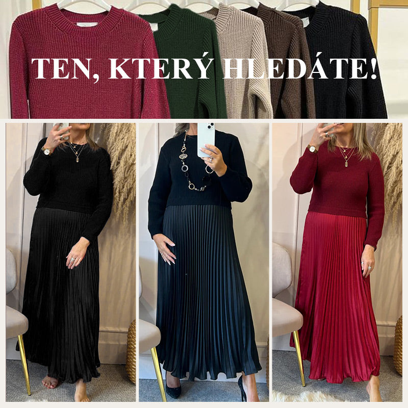 Dámske Štýlové a Elegantné Šaty s Okrúhlym Výstrihom a Plisovaním