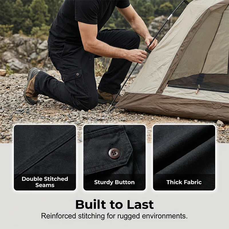 👖🛠️ Pánske taktické nohavice zo 100 % bavlny v khaki farbe – s množstvom vreciek