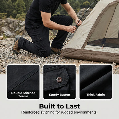 👖🛠️ Pánske taktické nohavice zo 100 % bavlny v khaki farbe – s množstvom vreciek