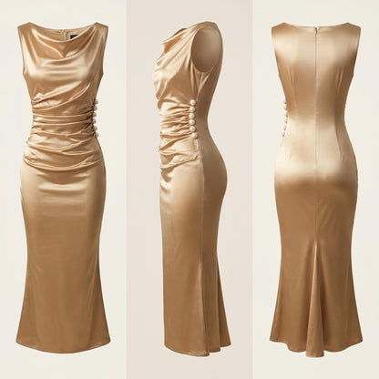 👗🔮Šaty ozdobené francúzskymi perlami, ktorých saténová textúra vyžaruje eleganciu