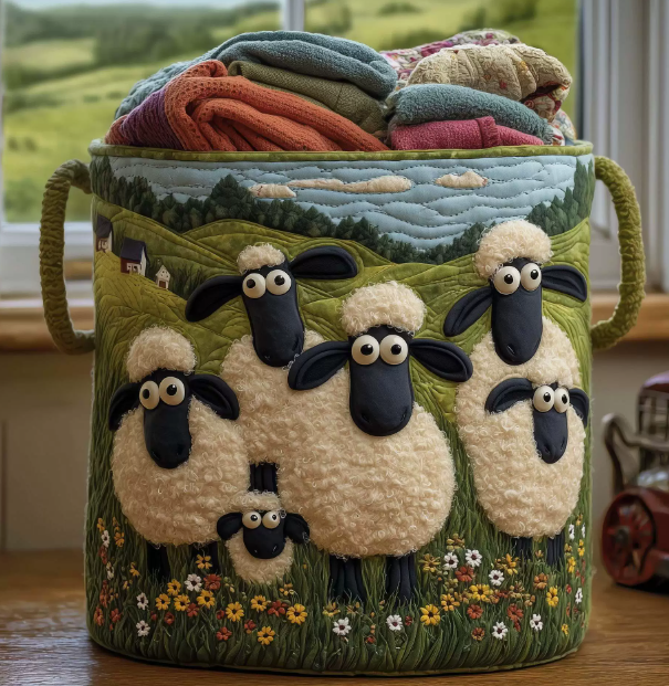 🐑Ručne vyrobený prešívaný kôš na bielizeň Sheep Paradise! 3D trojrozmerná tlač, veľká kapacita a štýlový dizajn