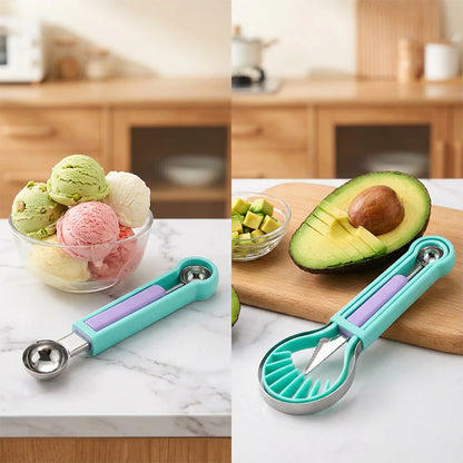 🍉 Posuňte prípravu ovocia na novú úroveň – multifunkčná sada 3 v 1 s lyžičkou na melón a vyrezávacím nožom! ✨