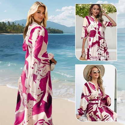 👗Dámske kvetinové maxi šaty s výstrihom do V