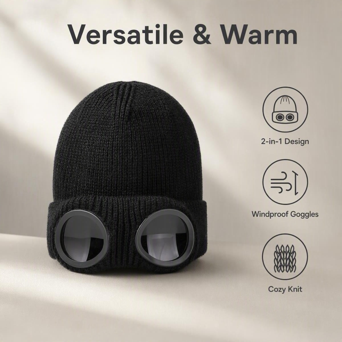 Pletena zimska kapa z vgrajenimi očali | WARM