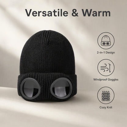 Pletena zimska kapa z vgrajenimi očali | WARM