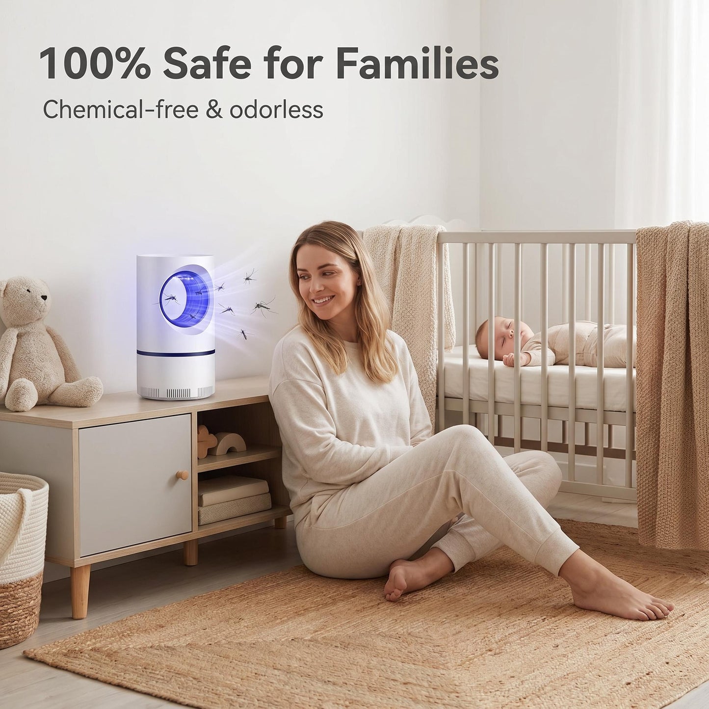 🦟Fyzikálna lampa na ničenie komárov bez chemikálií｜Bezpečná pre matky, bábätká, domáce zvieratá a celú rodinu, tichá a neruší spánok✨