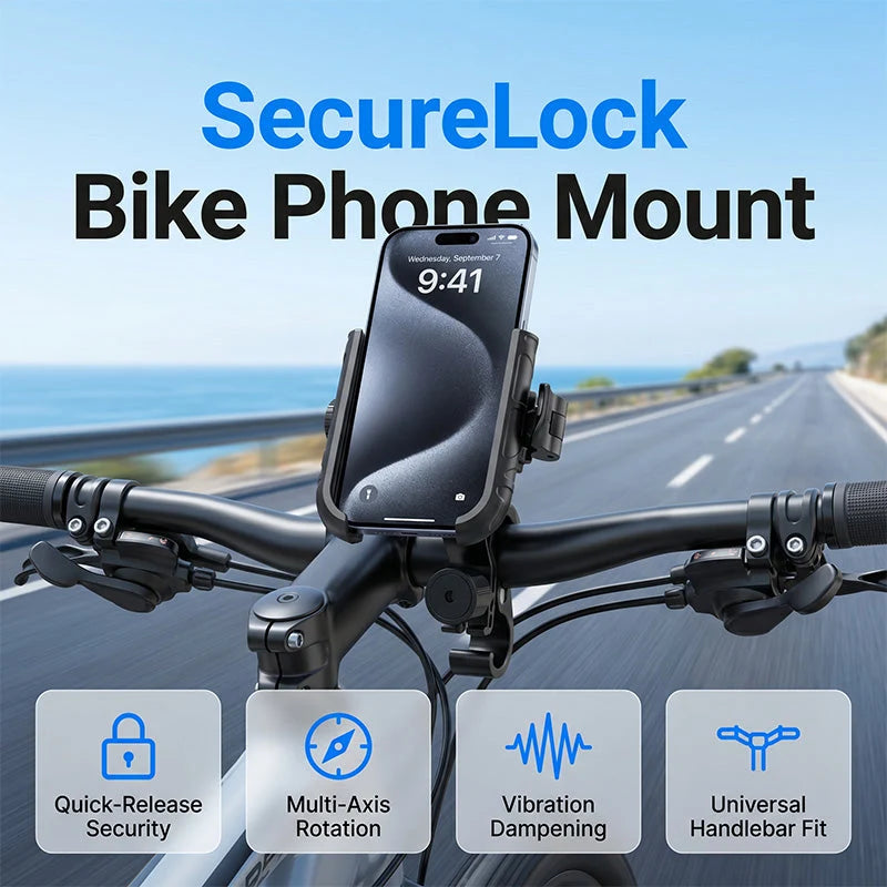 🚴Časno omejen 50 % popust🔒Nosilec za kolo z eno roko za hitro odpiranje, univerzalni vrtljivi nosilec za navigacijo za mobilni telefon, odporen proti udarcem