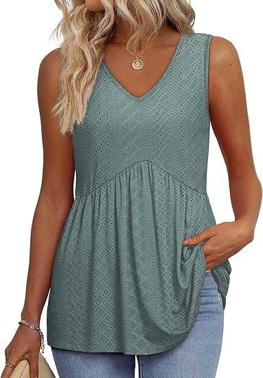 Dámske elegantné tielka bez rukávov s výstrihom do V a babydoll strihom