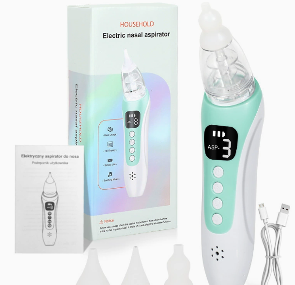 🧼💧Detská nosová odsávačka, silikónová sacia hlavica potravinárskej kvality, nabíjateľná, vhodná pre deti rôzneho veku