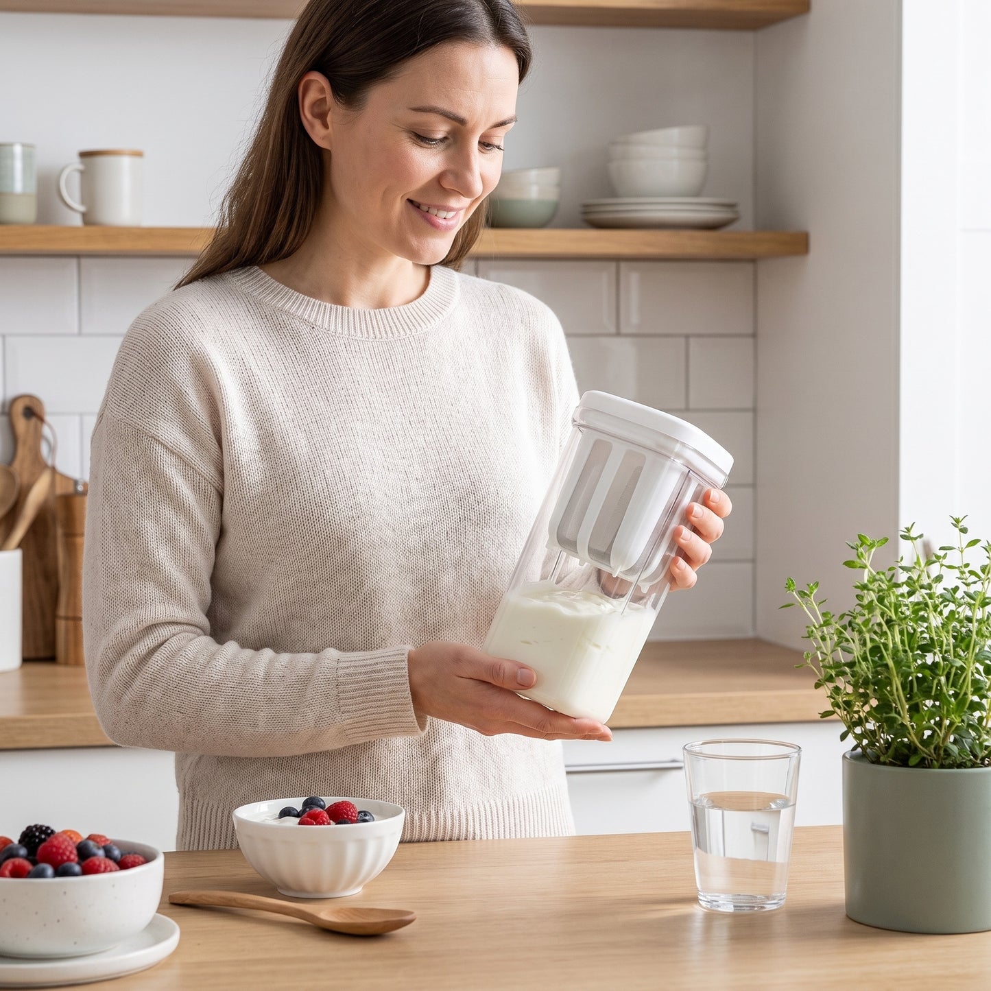 🥛Nádoba na filtrovanie a konzervovanie jogurtu 2 v 1｜Bezelektrická gravitačná filtrácia srvátky na domáci hustý grécky jogurt✨