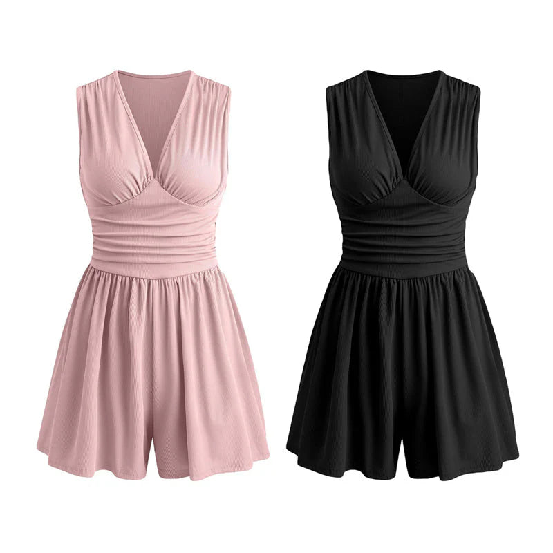 👗Dámske šaty bez rukávov s výstrihom do V a nařaseným pásom