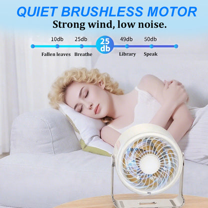 💨Tichý nabíjateľný mini ventilátor so 100 rýchlosťami｜Nastaviteľný o 180°, stolný/nástenný mini ventilátor✨