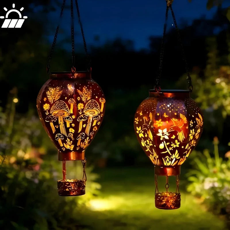 🎈🌞Solárny luster v tvare teplovzdušného balóna, záhradné ambientné svetlo, vodeodolné dekoratívne svetlo s perforovaným výstupom vzduchu