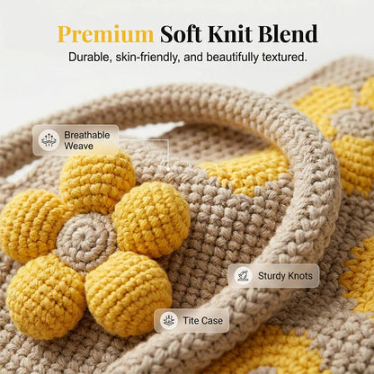 Časovno omejen 50 % popust 🧶 Ročno izdelana kvačkana torba z motivom sončnic, vsestranska poletna boemska torba za počitnice 🌻