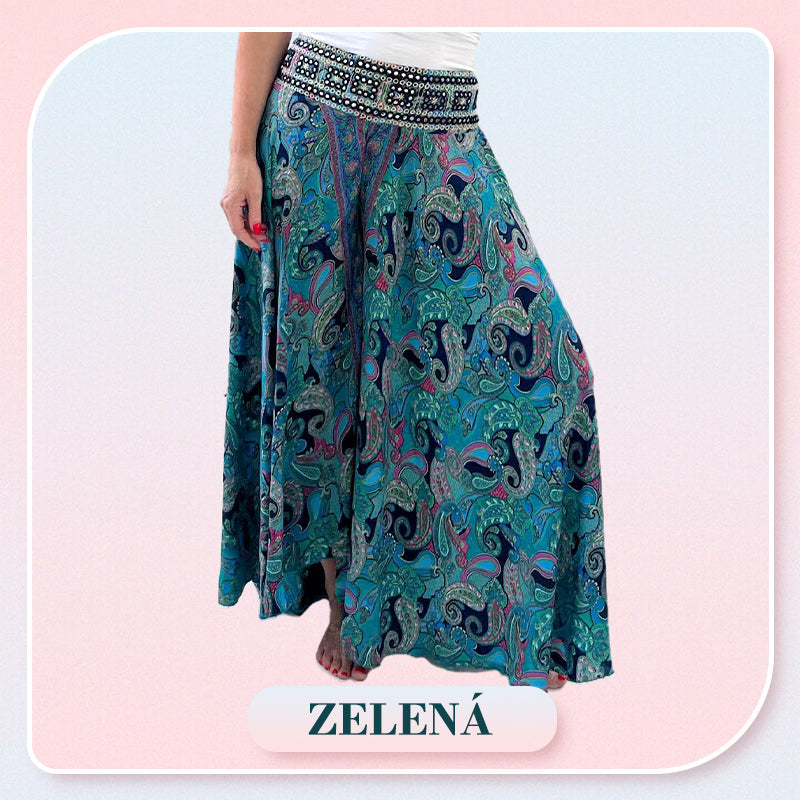 【🎁📿Ružový náhrdelník zadarmo🎁】💕Elastické nohavice v páse s etnickou potlačou🌸