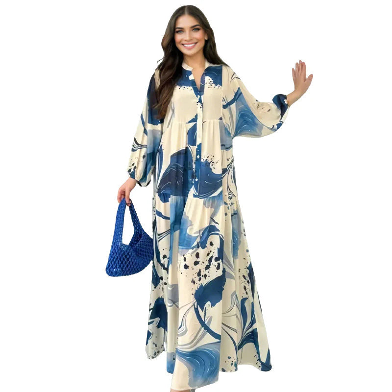 👗Dámske kvetinové maxi šaty s výstrihom do V