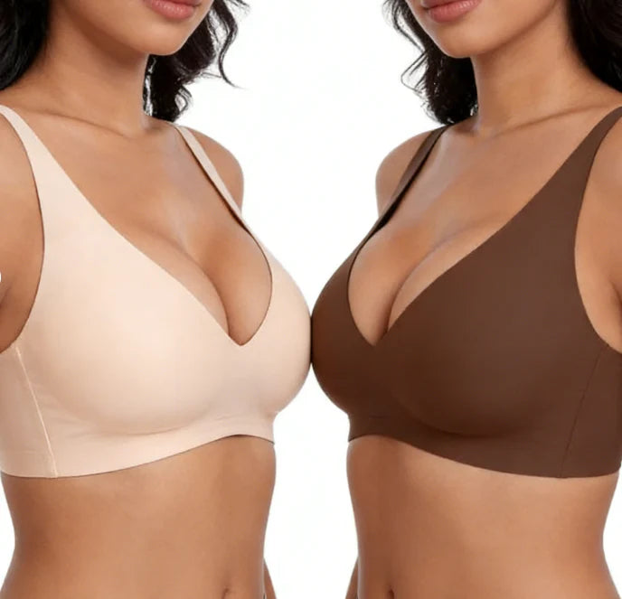 Jelly Wireless Dámske pohodlné bezdrôtové podprsenky Push Up Bralettes Bezšvové tričká Podprsenky Deep V Podprsenky na každodenné nosenie
