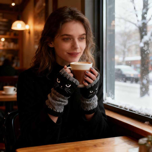 📿Brezplačna ogrlica z vrtnicami❄️😻 Rokavice brez prstov z vezenino mačke – tople in elegantne za zimo ❄️