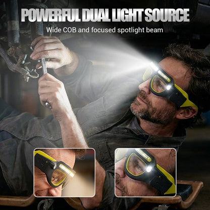 Nabíjateľná LED čelovka na okuliare
