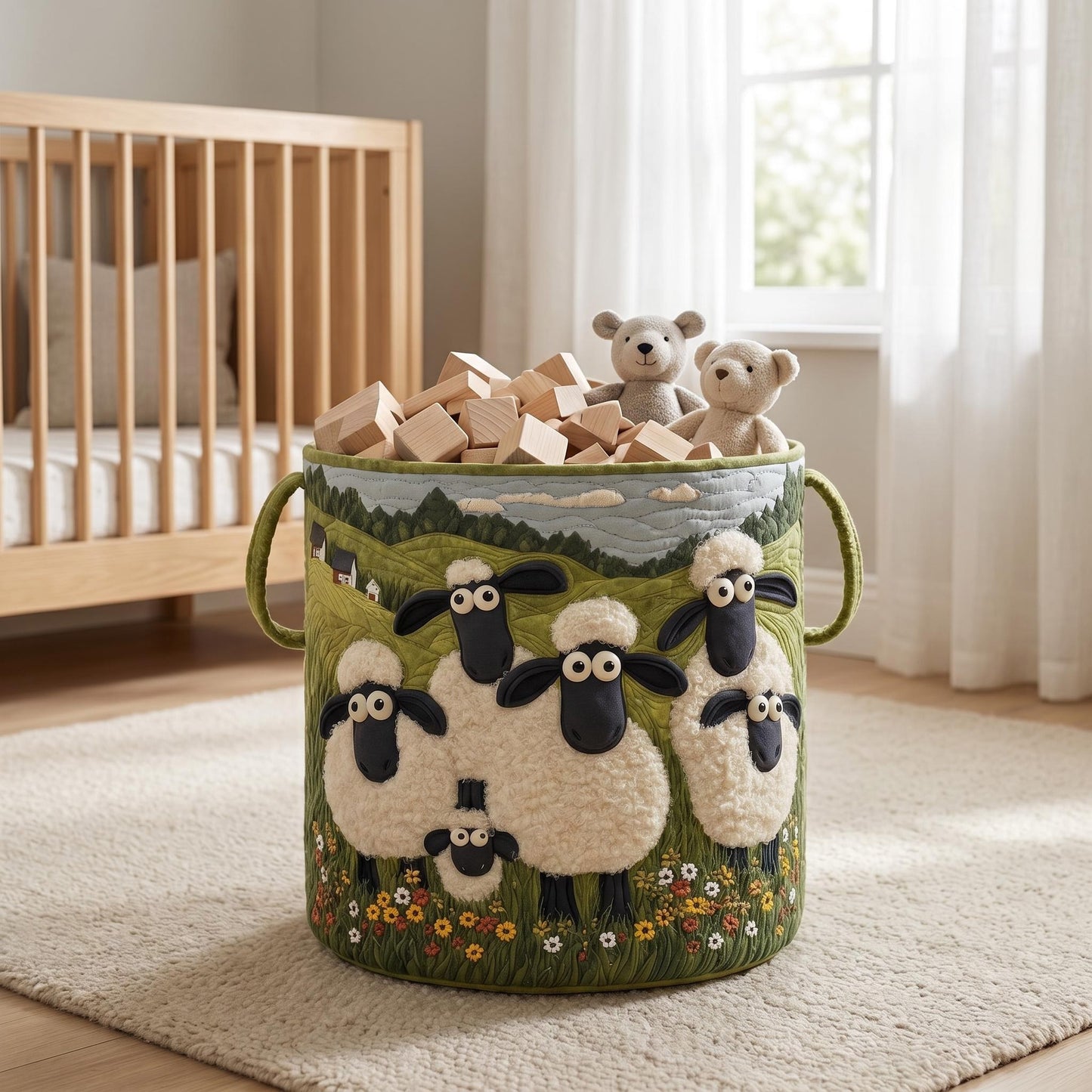 🐑Ručne vyrobený prešívaný kôš na bielizeň Sheep Paradise! 3D trojrozmerná tlač, veľká kapacita a štýlový dizajn