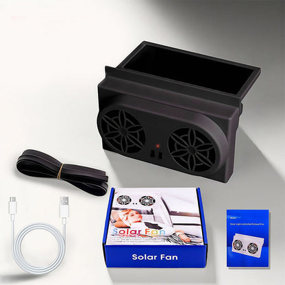 ☀️Solárne napájaný ventilátor do auta｜Dvojitá turbína s vysokým prúdením vzduchu pre automatické chladenie a vetranie pri parkovaní🌬️