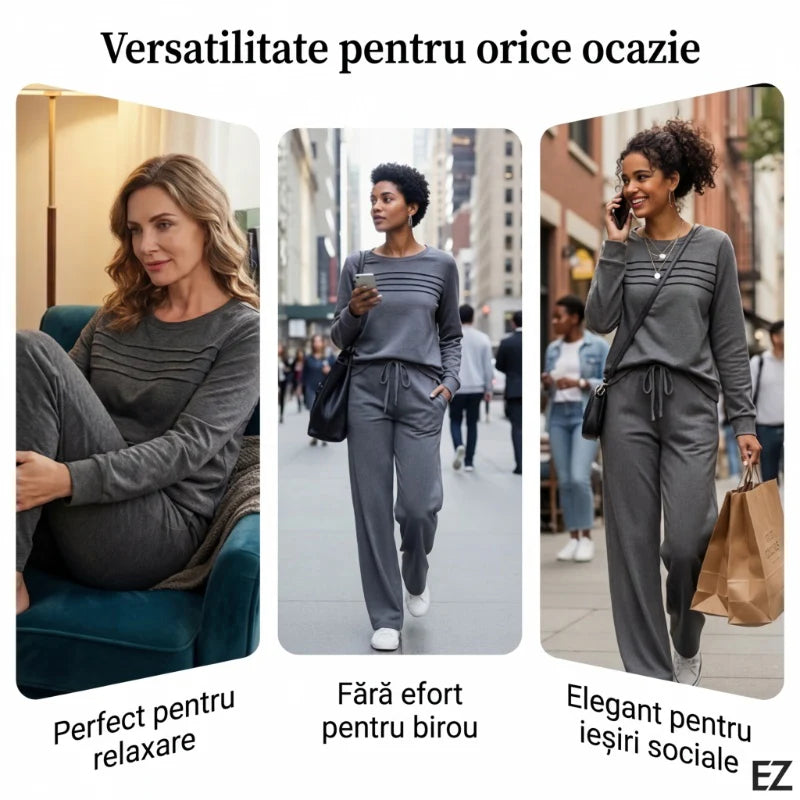 🔥Tvoj nový obľúbený outfit! 👗✨ Dámska súprava s blúzou s okrúhlym výstrihom a nohavicami so šnúrkou 🛋️☕