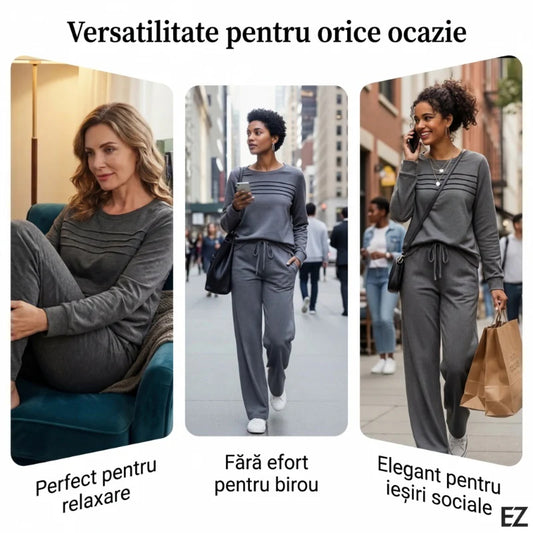 🔥Tvoj nový obľúbený outfit! 👗✨ Dámska súprava s blúzou s okrúhlym výstrihom a nohavicami so šnúrkou 🛋️☕