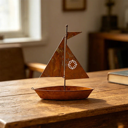 🍃Rustikálny kovový kvetináč v tvare plachetnice⛵