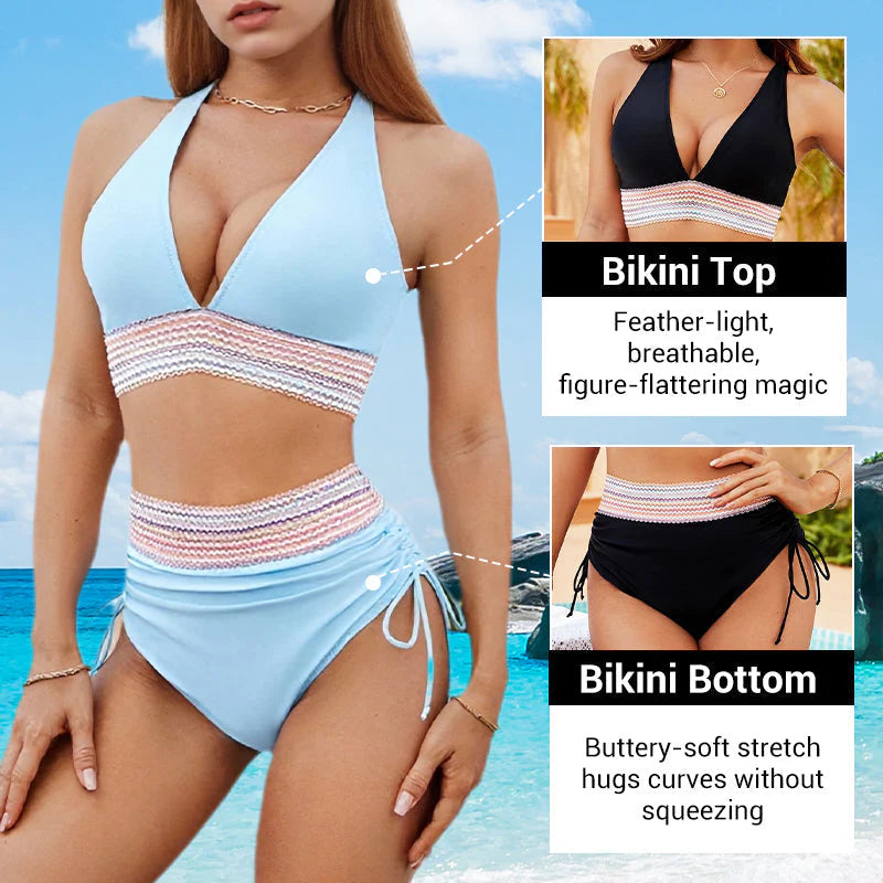 🔥Teraz v predaji💥 – 👙 Bikini set s vysokým pásom, tvarujúci bruško, vo viacerých farbách