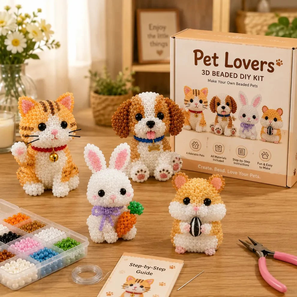🧵🐾 Sada na výrobu 3D zvieratiek z korálikov | 🧘 Ručné práce na uvoľnenie tela i duše, skvelá voľba pre spoločnú zábavu rodičov a detí