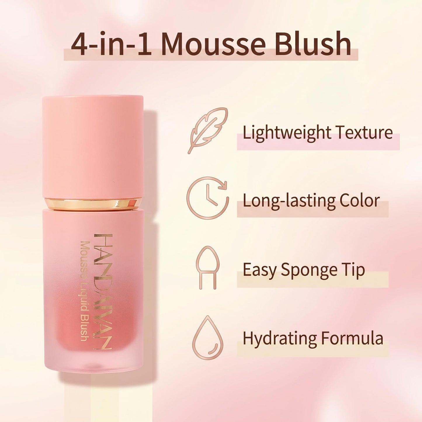 ☁️ Tekutá lícenka Mousse ｜ Niacínamid pre výživu pleti, ľahká a dobre drží po celý deň bez toho, aby sa zlepovala 🧽