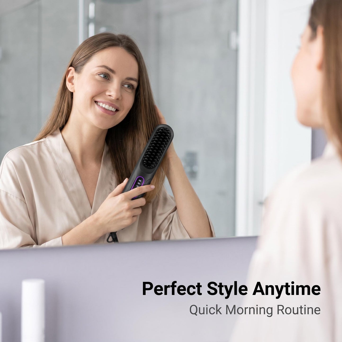 💇Bezdrôtová žehlička na vlasy s negatívnymi iónmi | Prenosný cestovný stylingový hrebeň s trojstupňovou konštantnou teplotou a ochranou proti obareniu✨