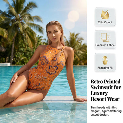 👙Dámske plavky s retro potlačou a ramienkami⛱️