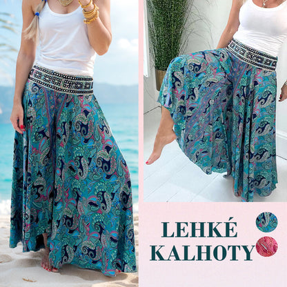 【🎁📿Ružový náhrdelník zadarmo🎁】💕Elastické nohavice v páse s etnickou potlačou🌸