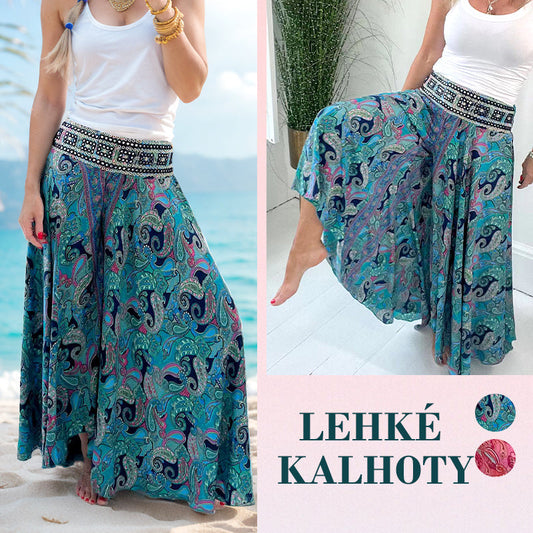 【🎁📿Ružový náhrdelník zadarmo🎁】💕Elastické nohavice v páse s etnickou potlačou🌸