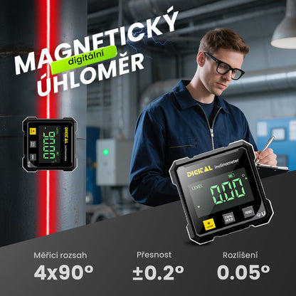 📐4 stranný magnetický digitálny uhlomer s laserom
