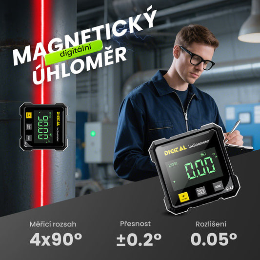 📐4 stranný magnetický digitálny uhlomer s laserom