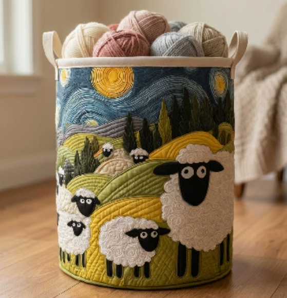 🐑Ručne vyrobený prešívaný kôš na bielizeň Sheep Paradise! 3D trojrozmerná tlač, veľká kapacita a štýlový dizajn